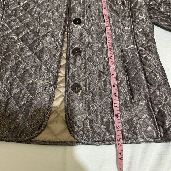 CHICO'S Women's Jacket Coat Size 4/6 Quilted Metallic Python Snake lined Elegant - Picture 6 of 8